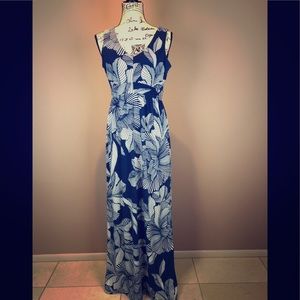 August Salt Blue and White Maxi Dress